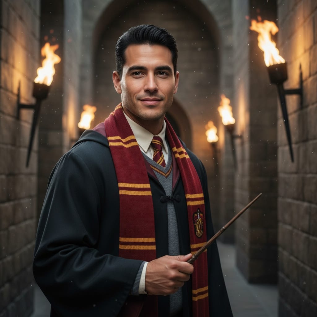 athletic latino man hogwarts student uniform 22371616