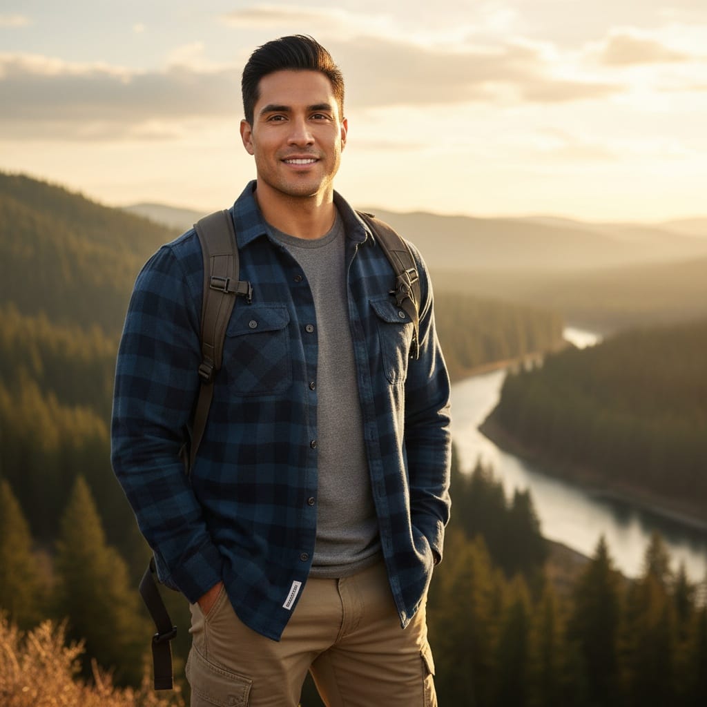 athletic latino man outdoor adventure confident 13385397