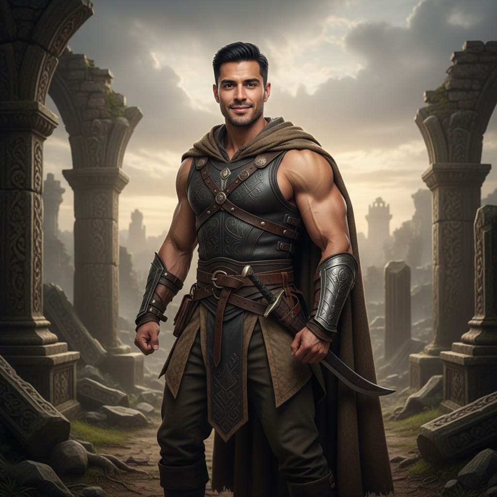 athletic latino man outdoor ruins adventure 54754016