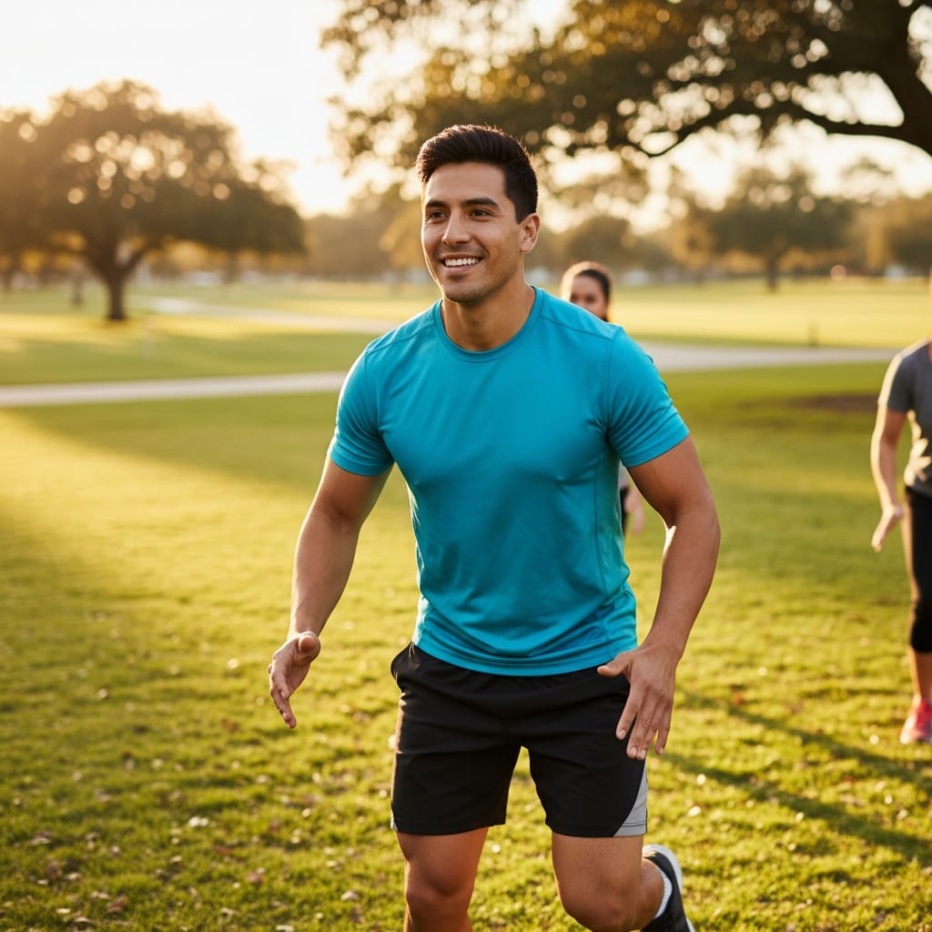 athletic latino man outdoor training session 46317400