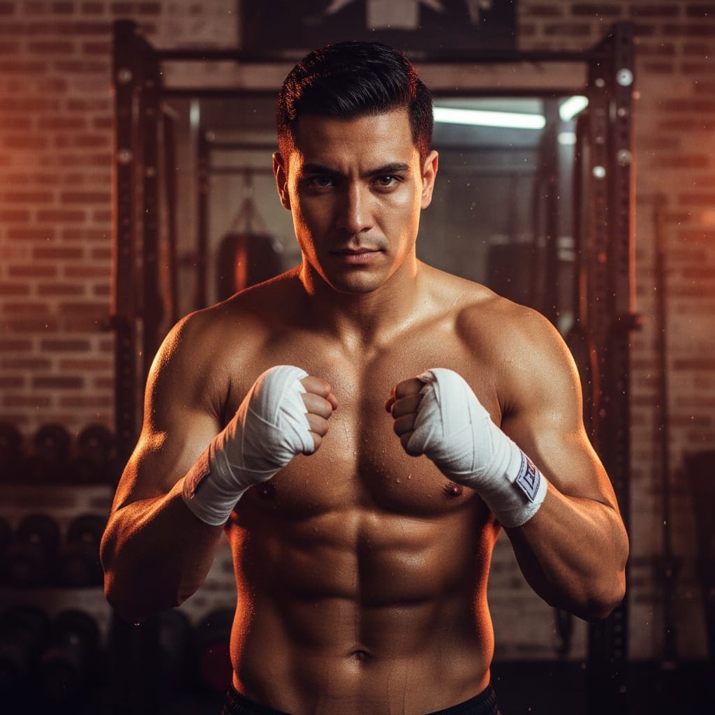 athletic latino man post workout warrior 53132707