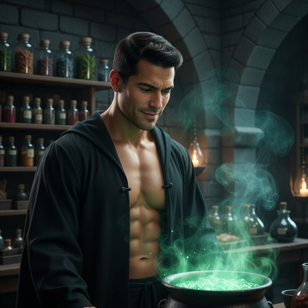 athletic latino man potions classroom 11320494