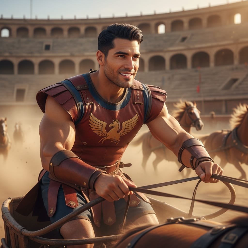 athletic latino man roman charioteer circus 75584804