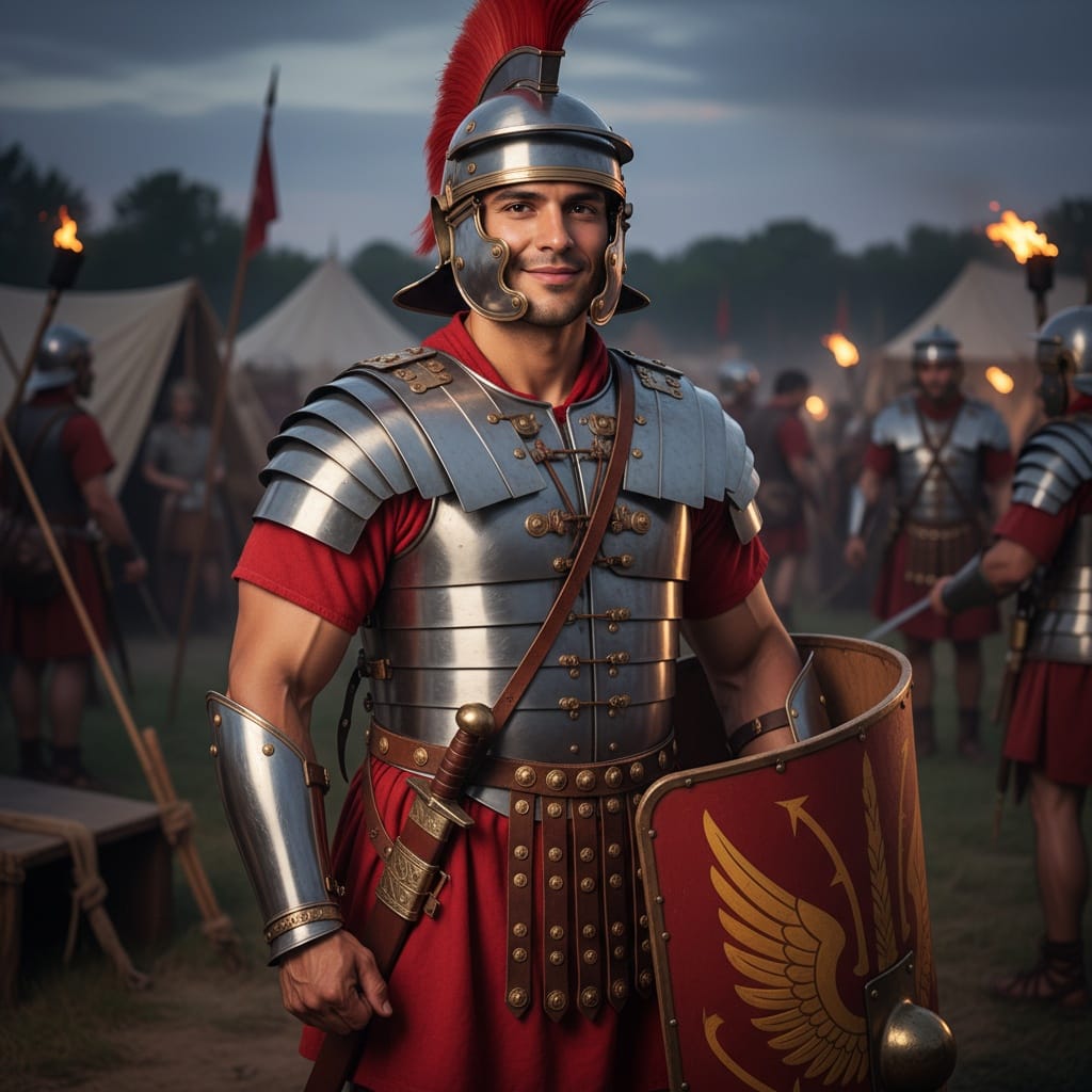 athletic latino man roman soldier legion 63686124