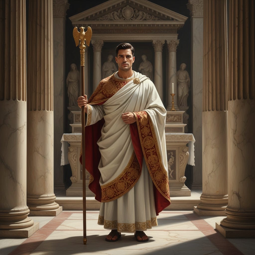 athletic latino man roman temple priest 77220728