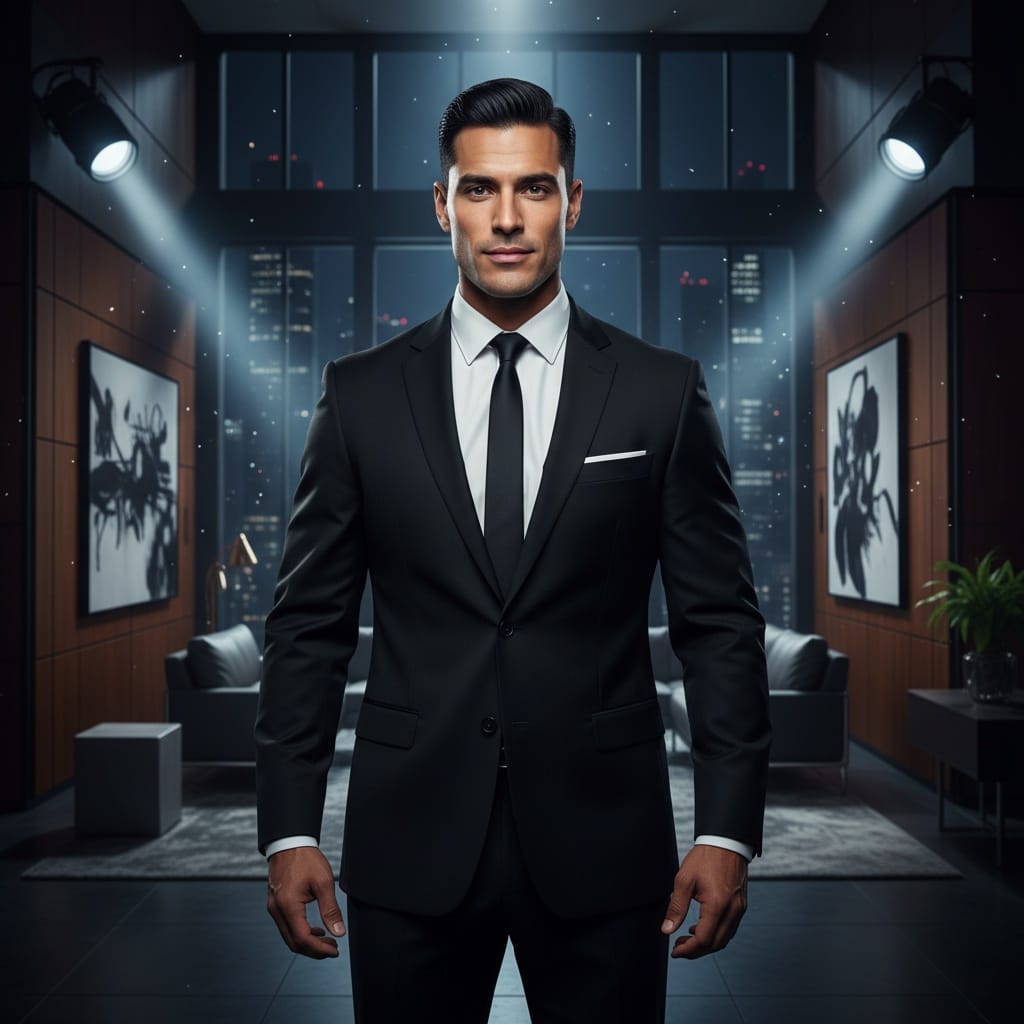 athletic latino man secret agent formal 51500834