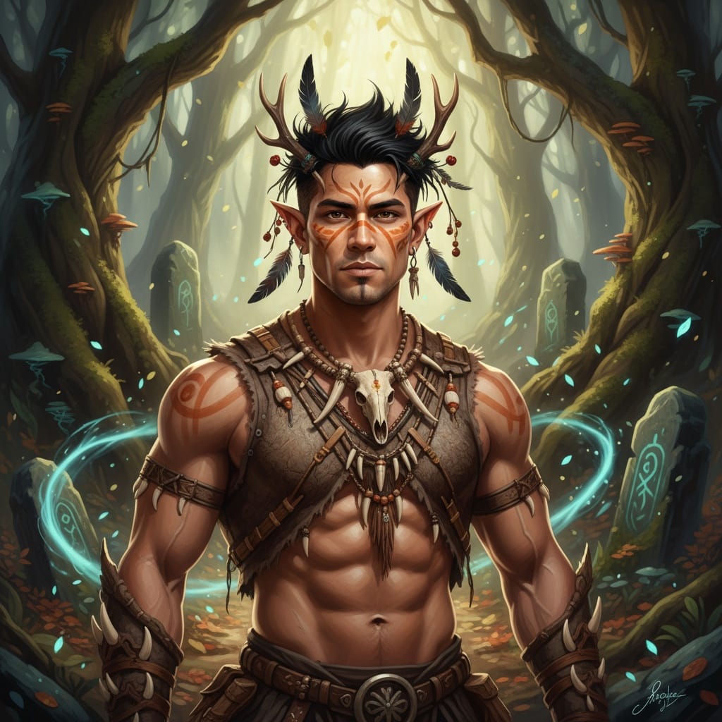 athletic latino man tribal wood elf 89260594