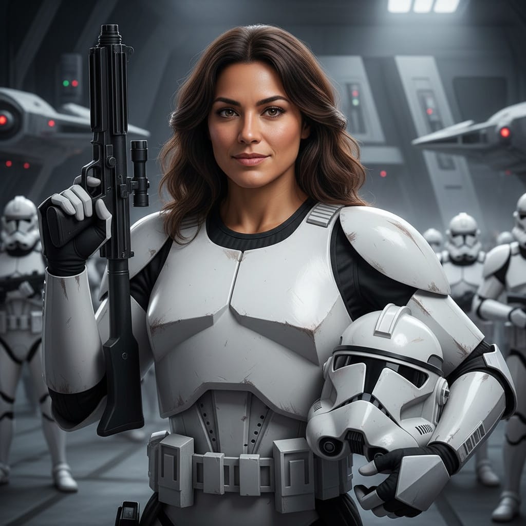 athletic latino woman clone trooper armor 11836384