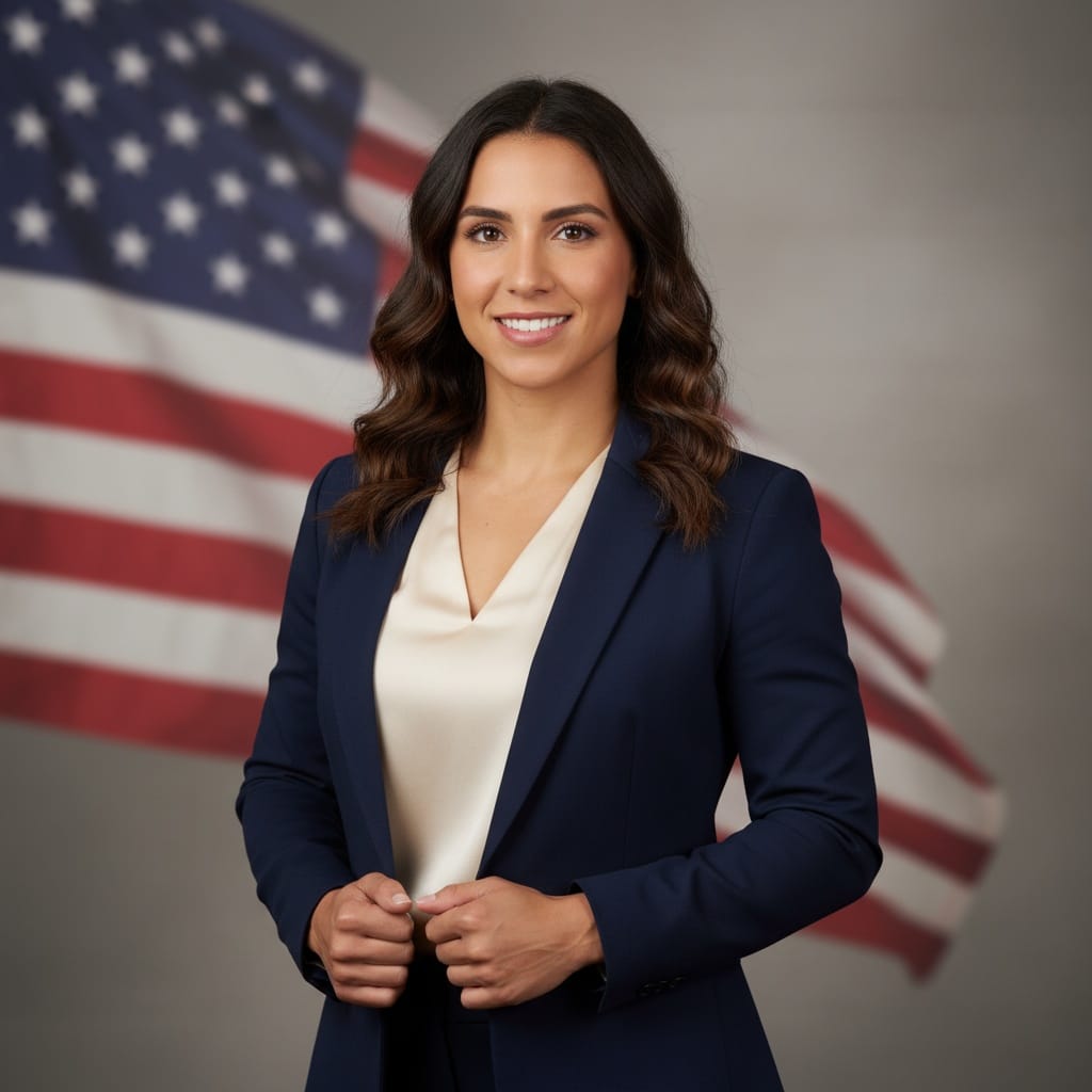 athletic latino woman political campaign handshake 16192080