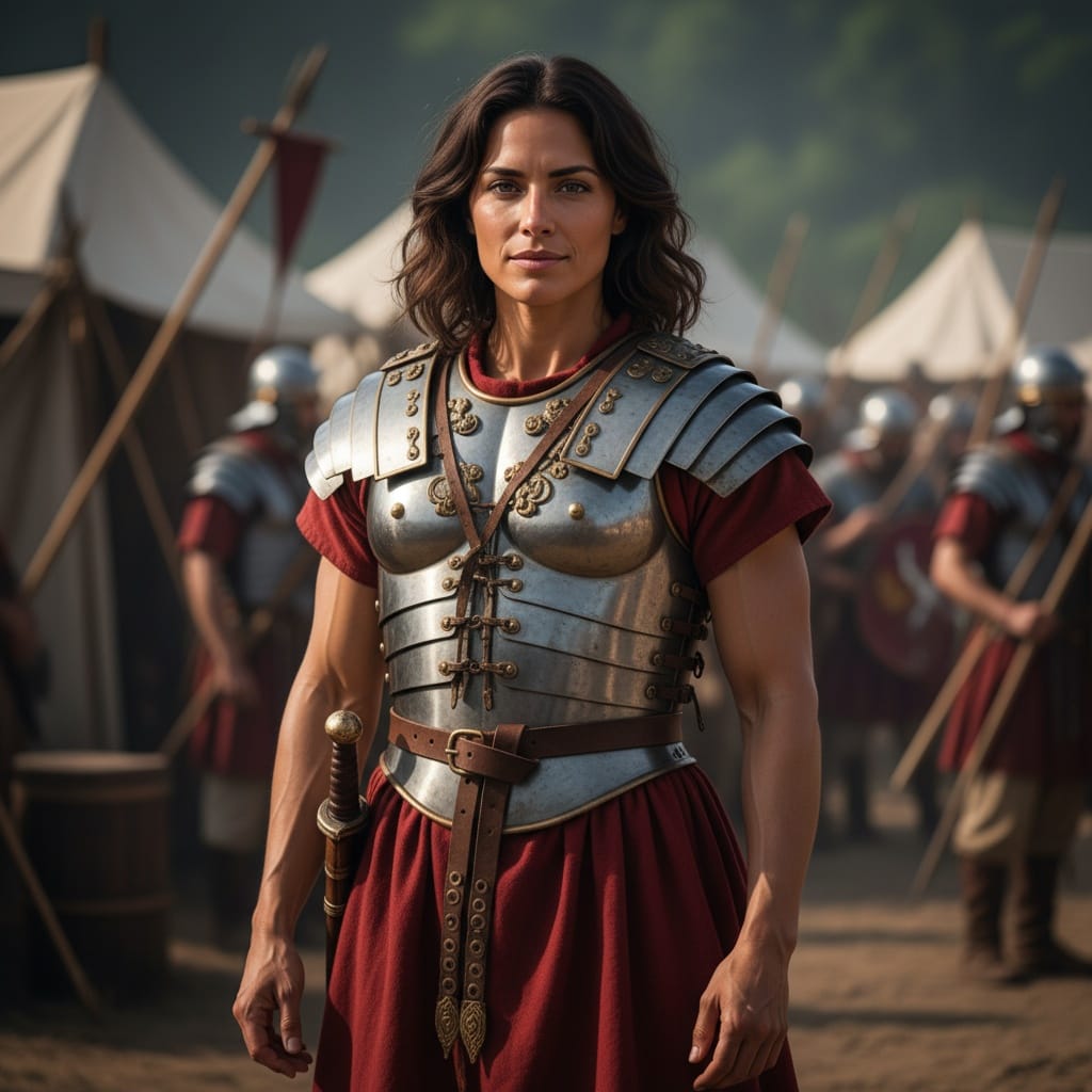 athletic latino woman roman soldier legion 82053930