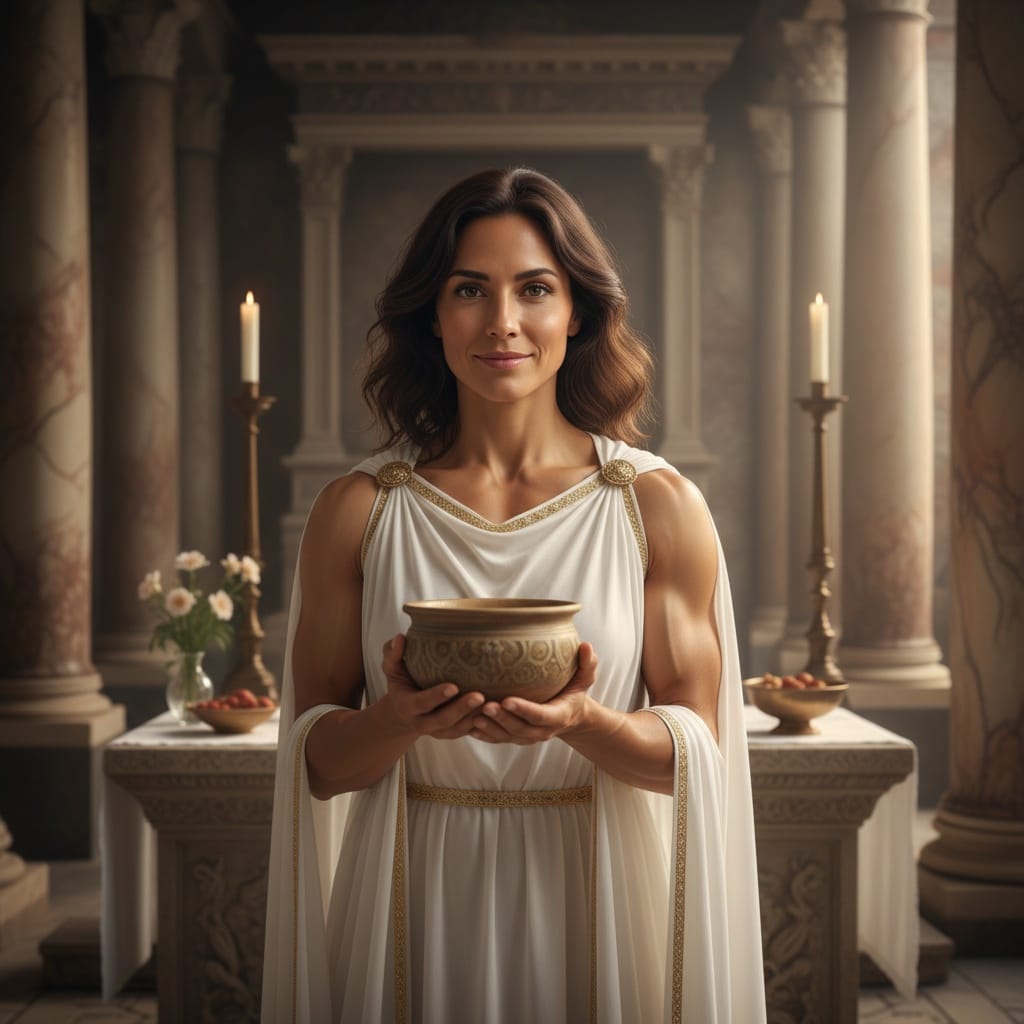 athletic latino woman roman temple priest 13116493