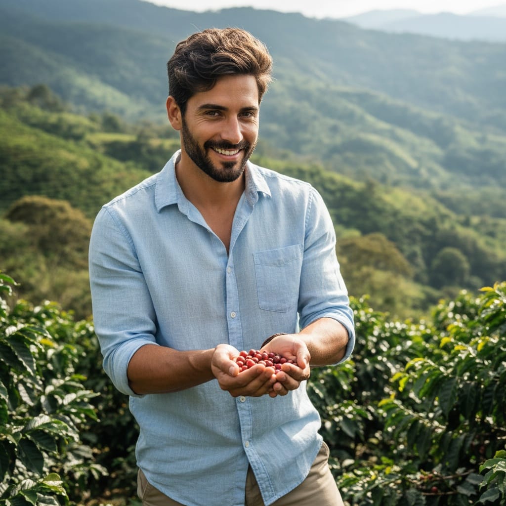 athletic middle_eastern man coffee plantation tour 20209553
