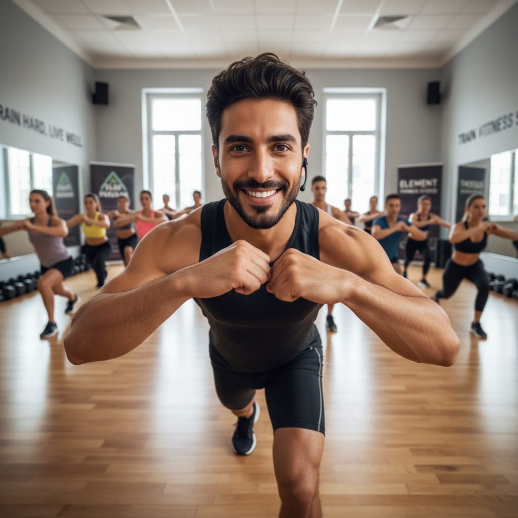 athletic middle_eastern man group class instructor 92948603