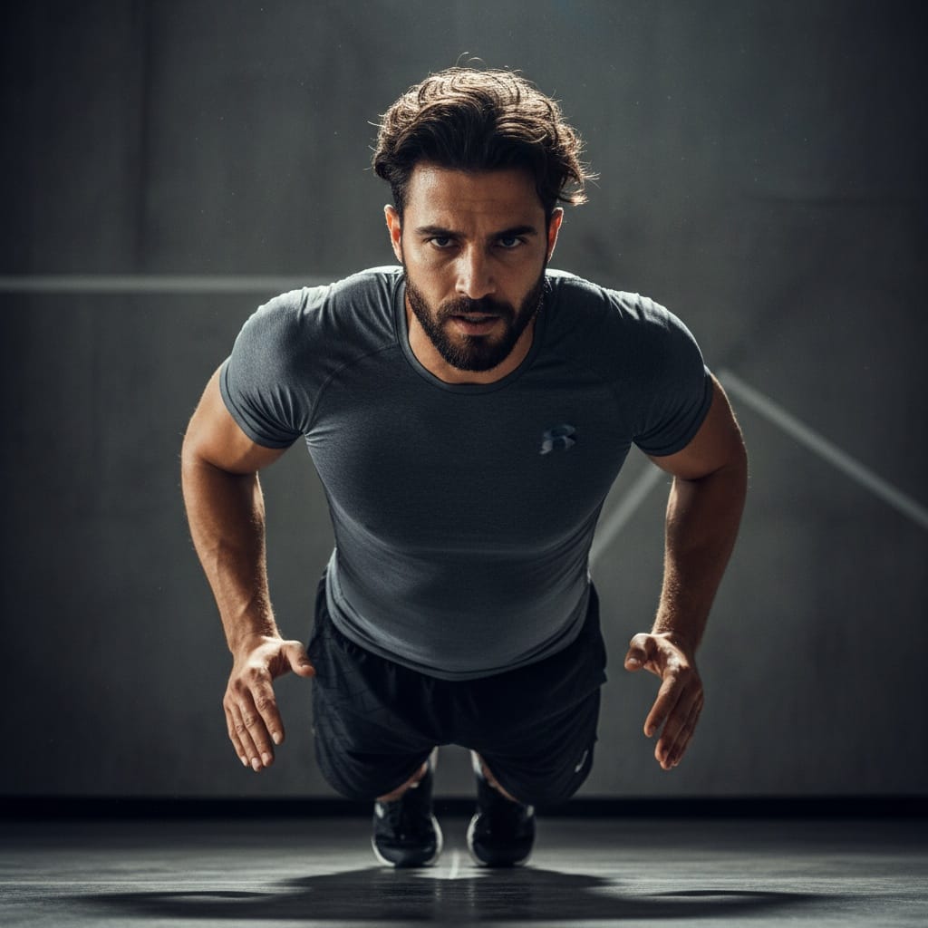 athletic middle_eastern man hiit training intensity 85845920
