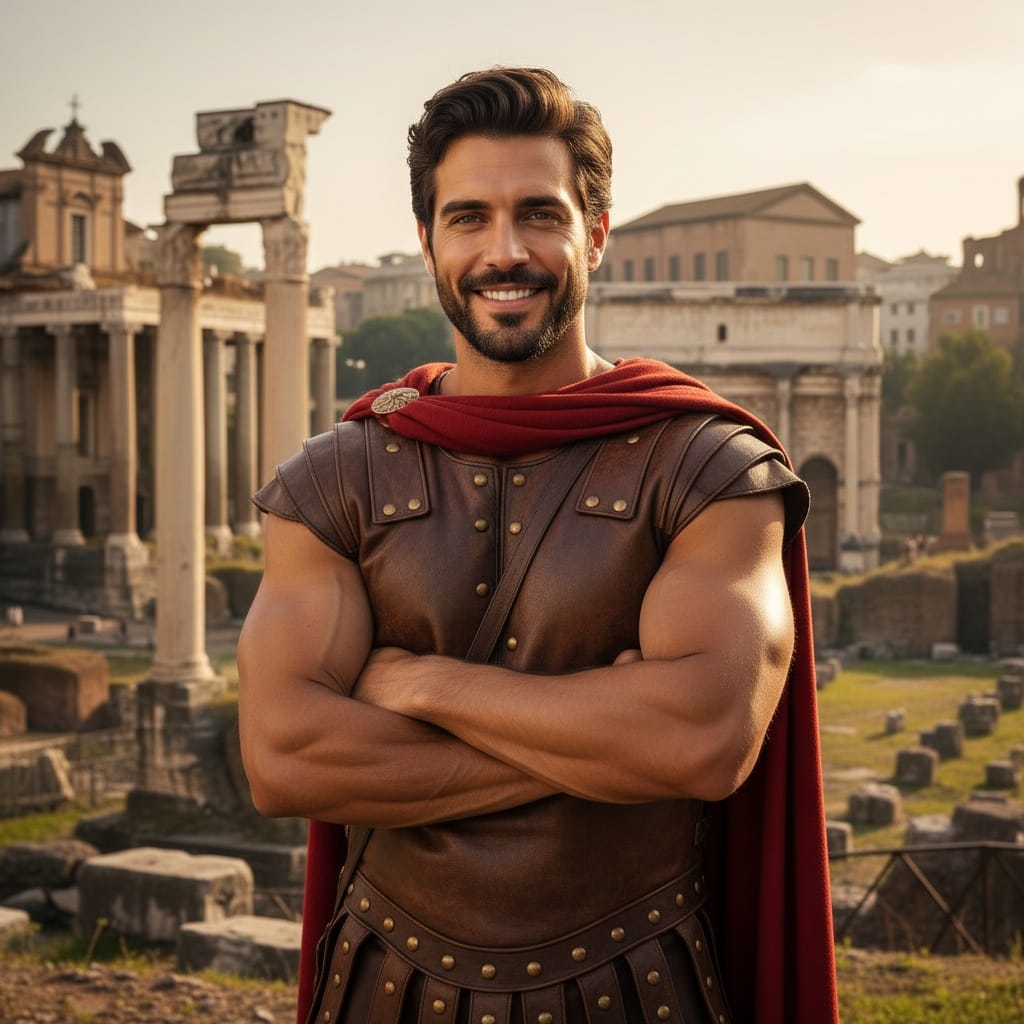 athletic middle_eastern man roman forum ruins 40484066