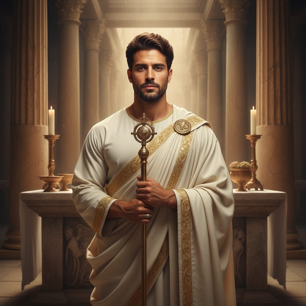 athletic middle_eastern man roman temple priest 60283362