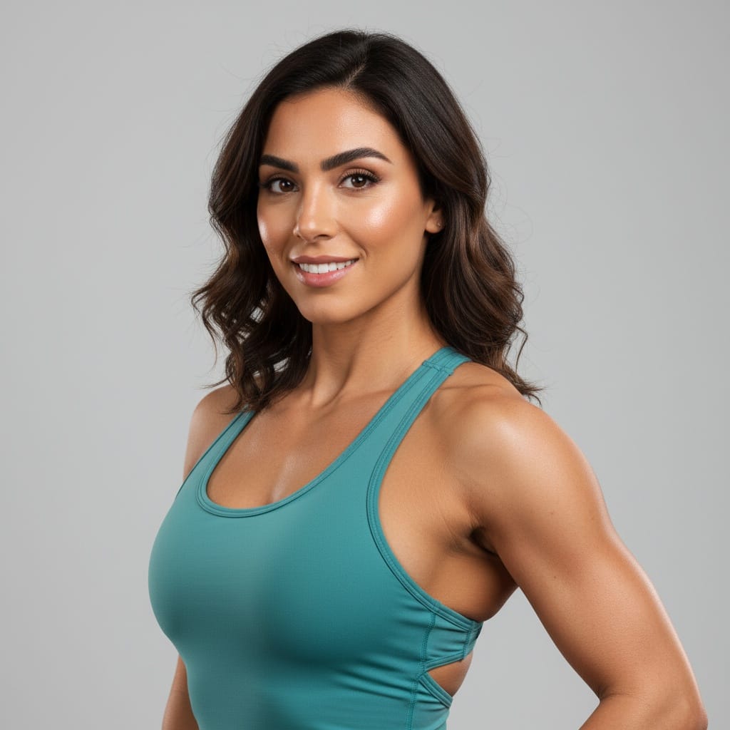 athletic middle_eastern woman clean studio headshot 84692444