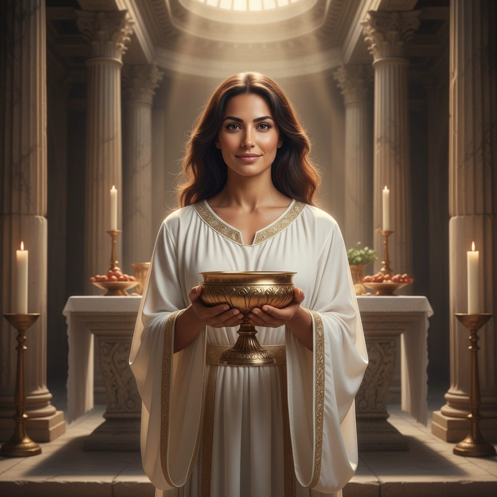 athletic middle_eastern woman roman temple priest 64890996