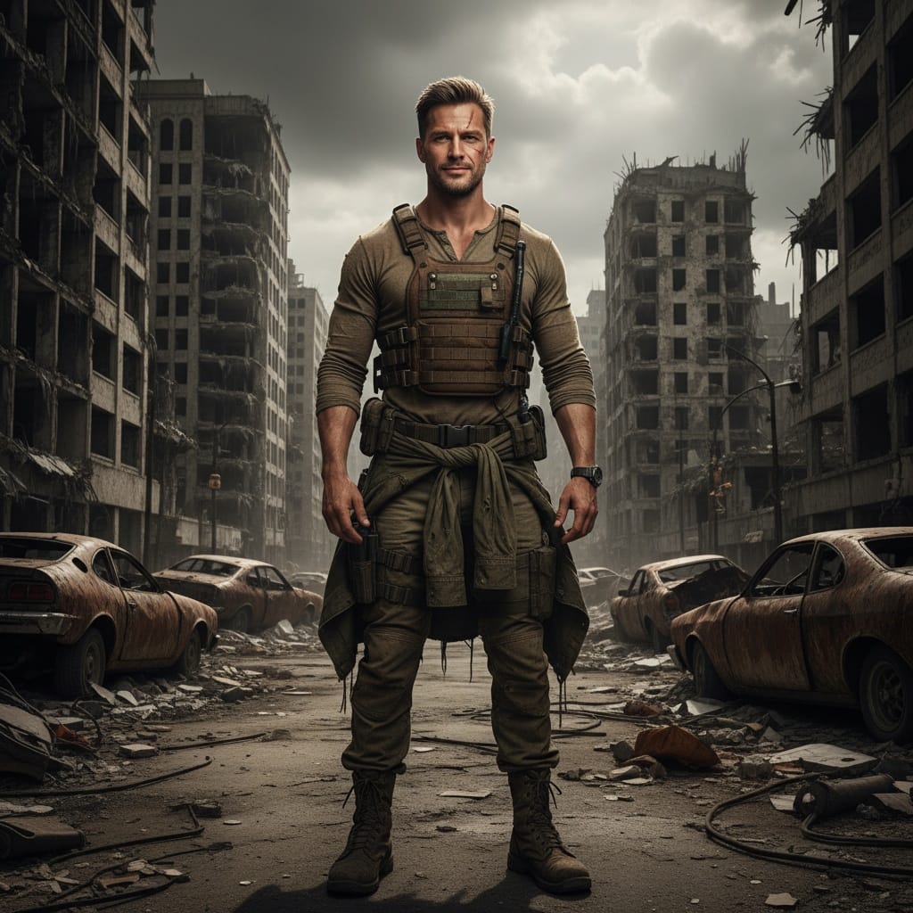 athletic white man apocalypse survivor warrior 37829259
