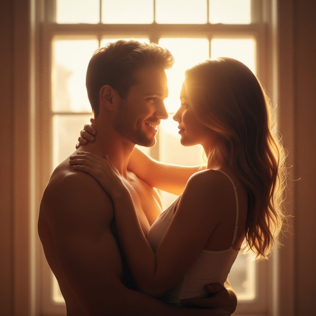 athletic white man backlit silhouette embrace 26082980