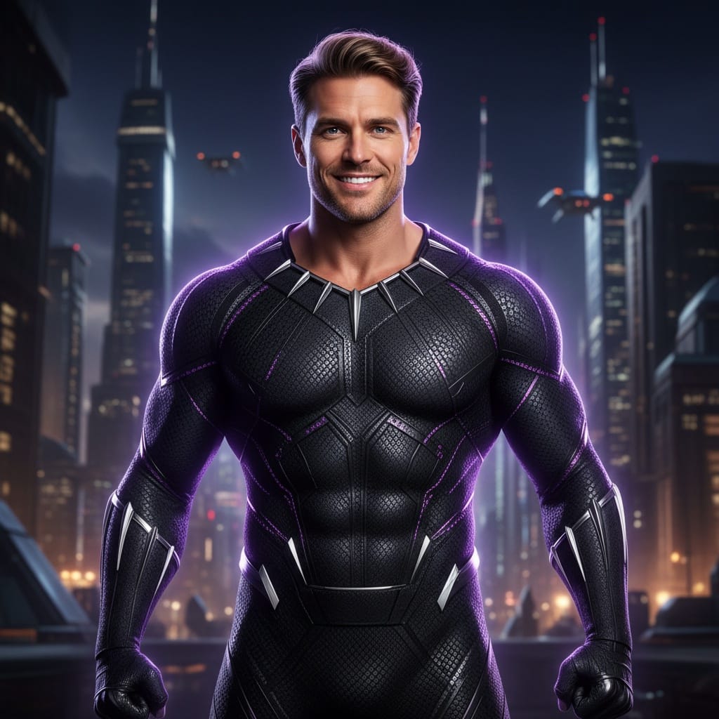 athletic white man black panther wakanda warrior 86524838