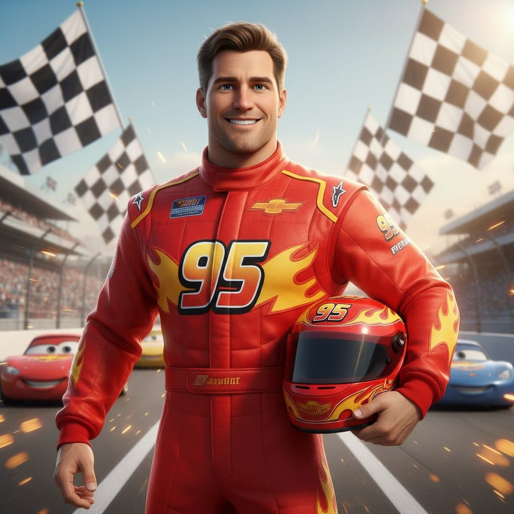 athletic white man cars lightning mcqueen racer 28299517
