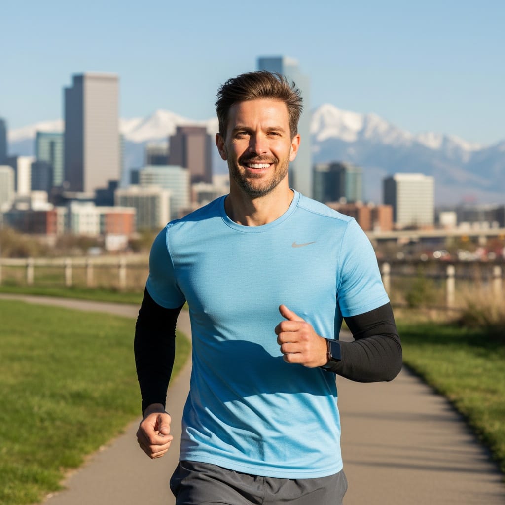 athletic white man cherry creek trail active 31888308