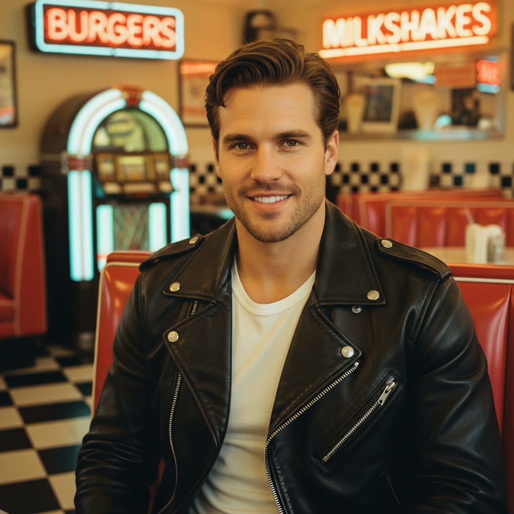 athletic white man classic diner booth 46106130