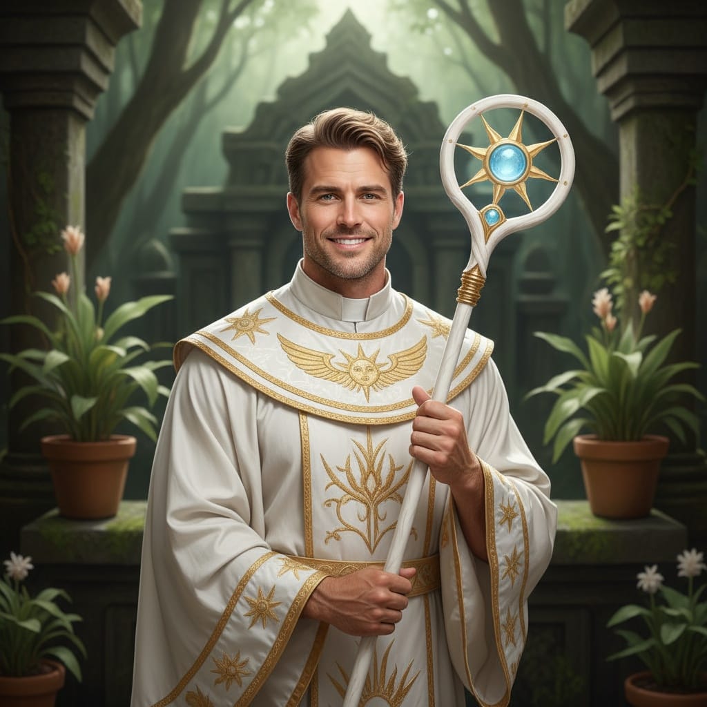 athletic white man cleric healer ceremonial 95572131