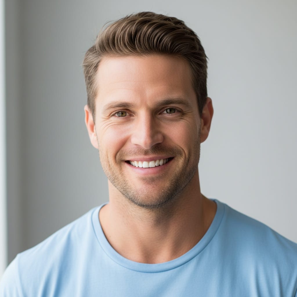 athletic white man close up genuine smile 34184375