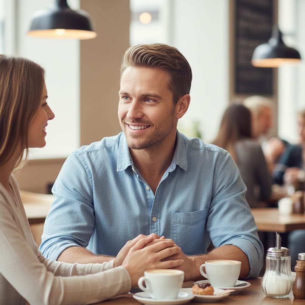athletic white man coffee shop date 58944352