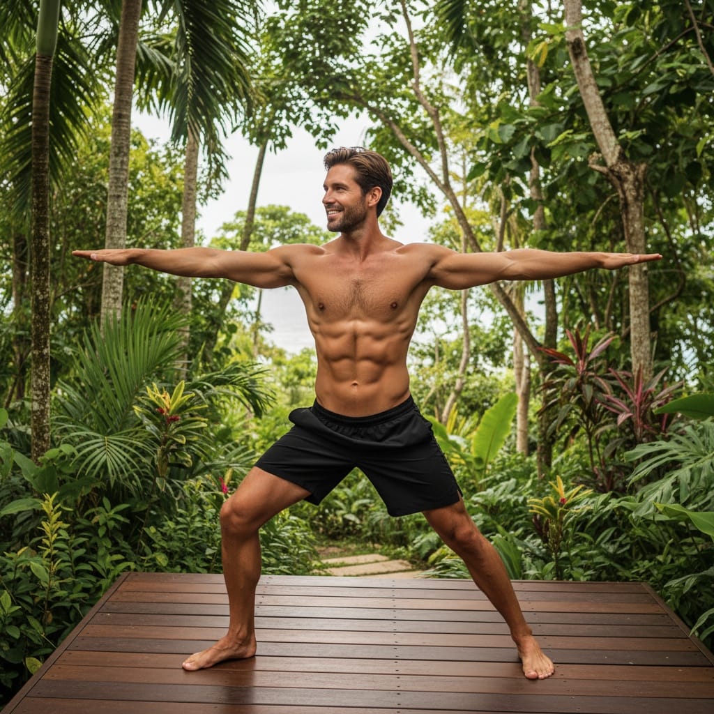 athletic white man deck group yoga wide 77230016