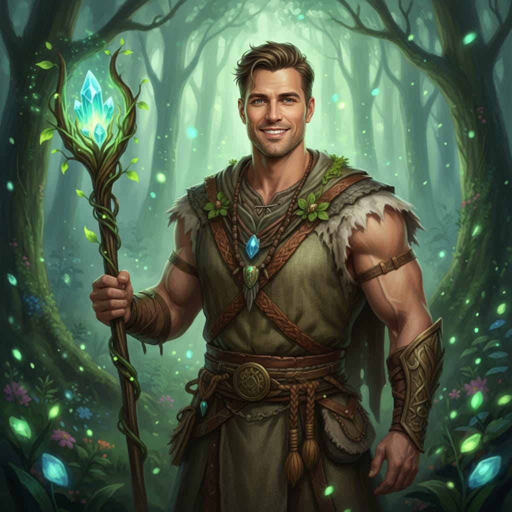 athletic white man druid nature magic 48215478