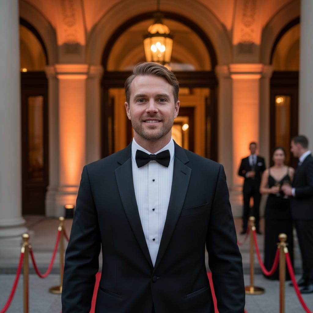 athletic white man elegant gala entrance 88071639