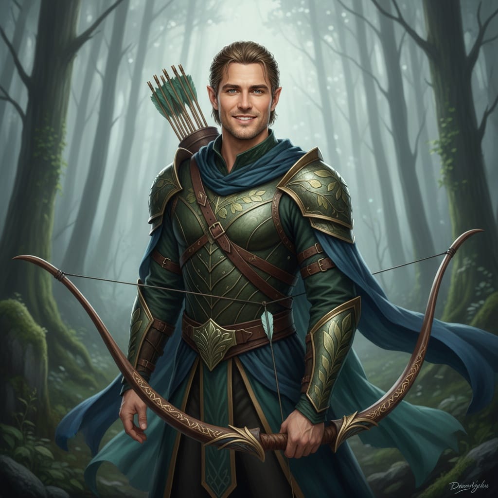 athletic white man elven archer ethereal 14071286