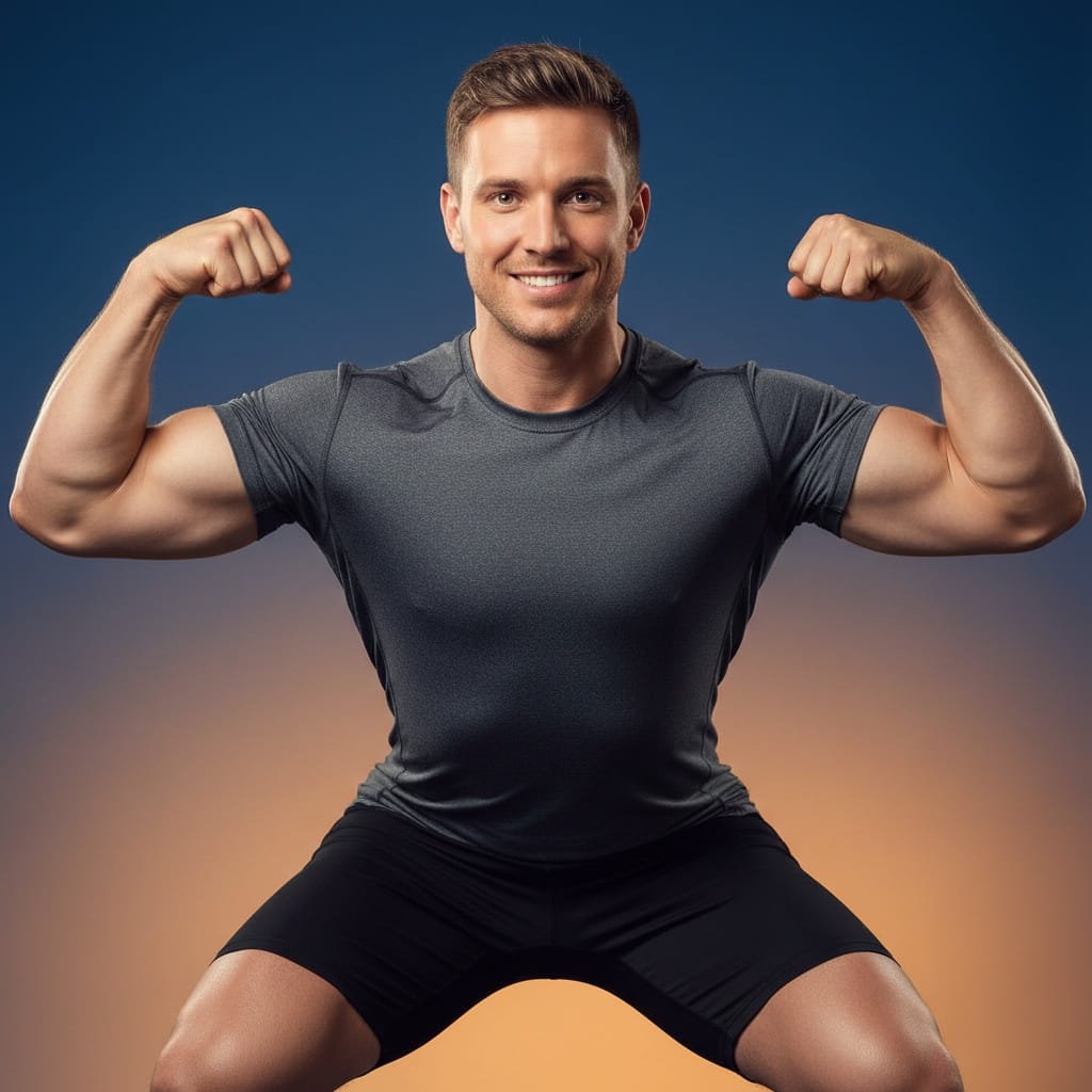 athletic white man fitness studio full body pose 76626022