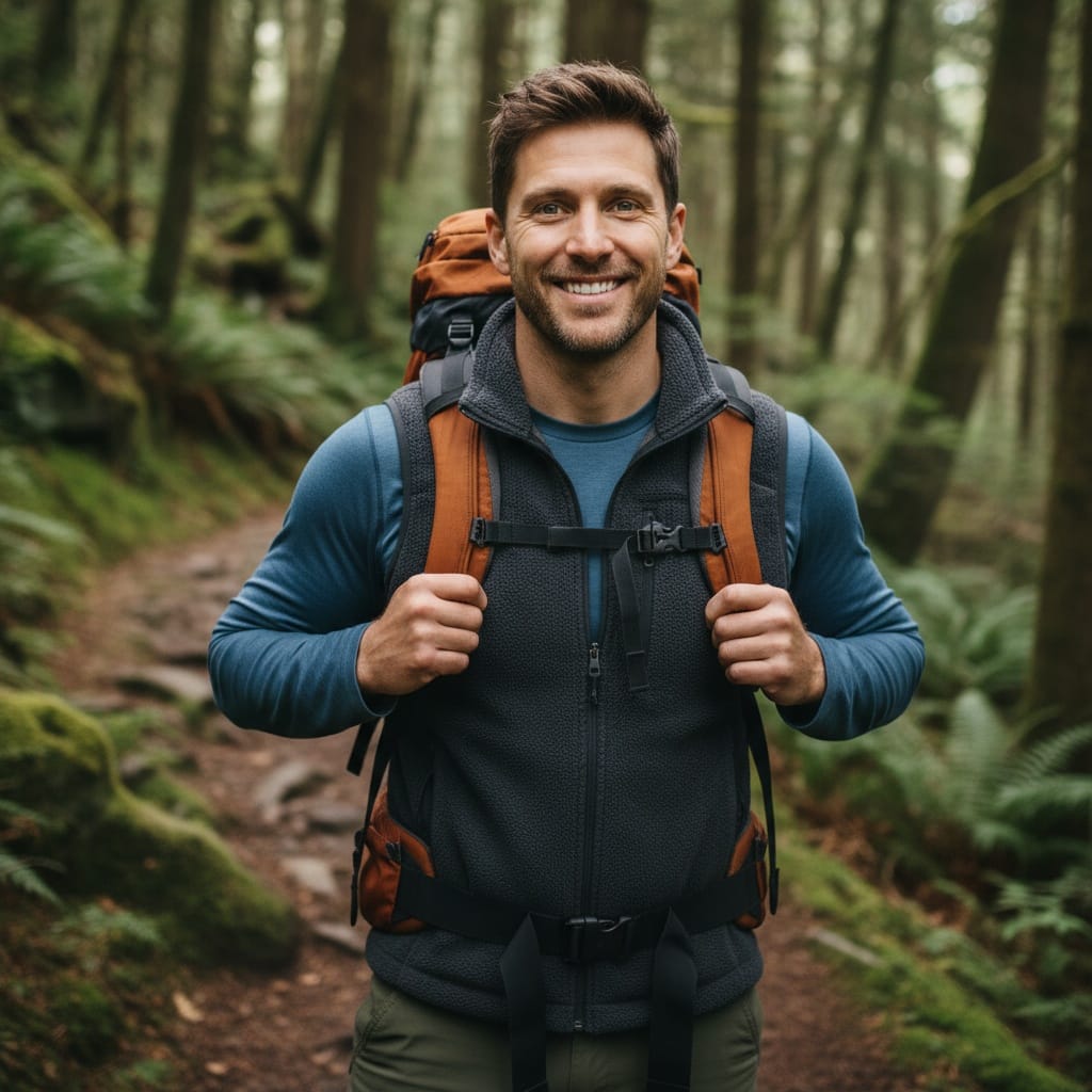 athletic white man forest trail portrait 23938305
