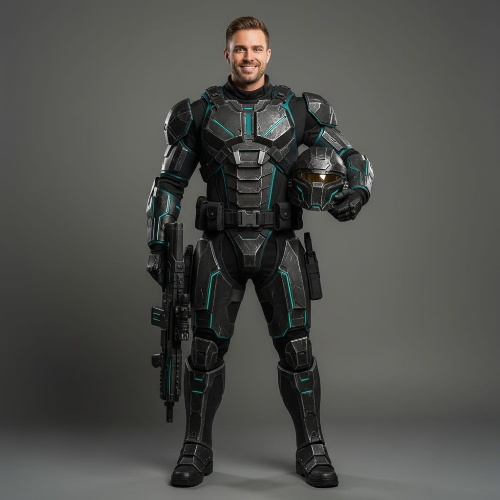 athletic white man full body costume showcase 55791094