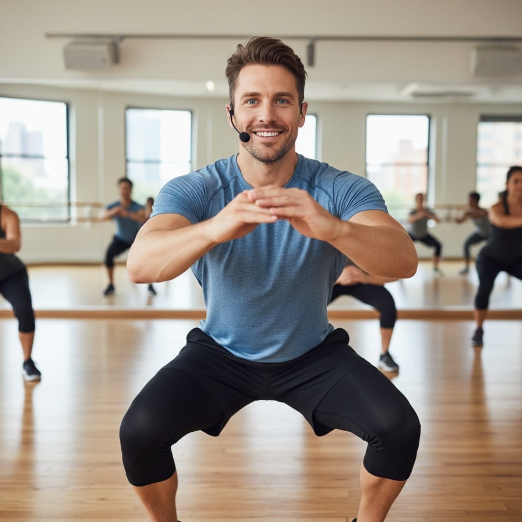 athletic white man group class instructor 40264358