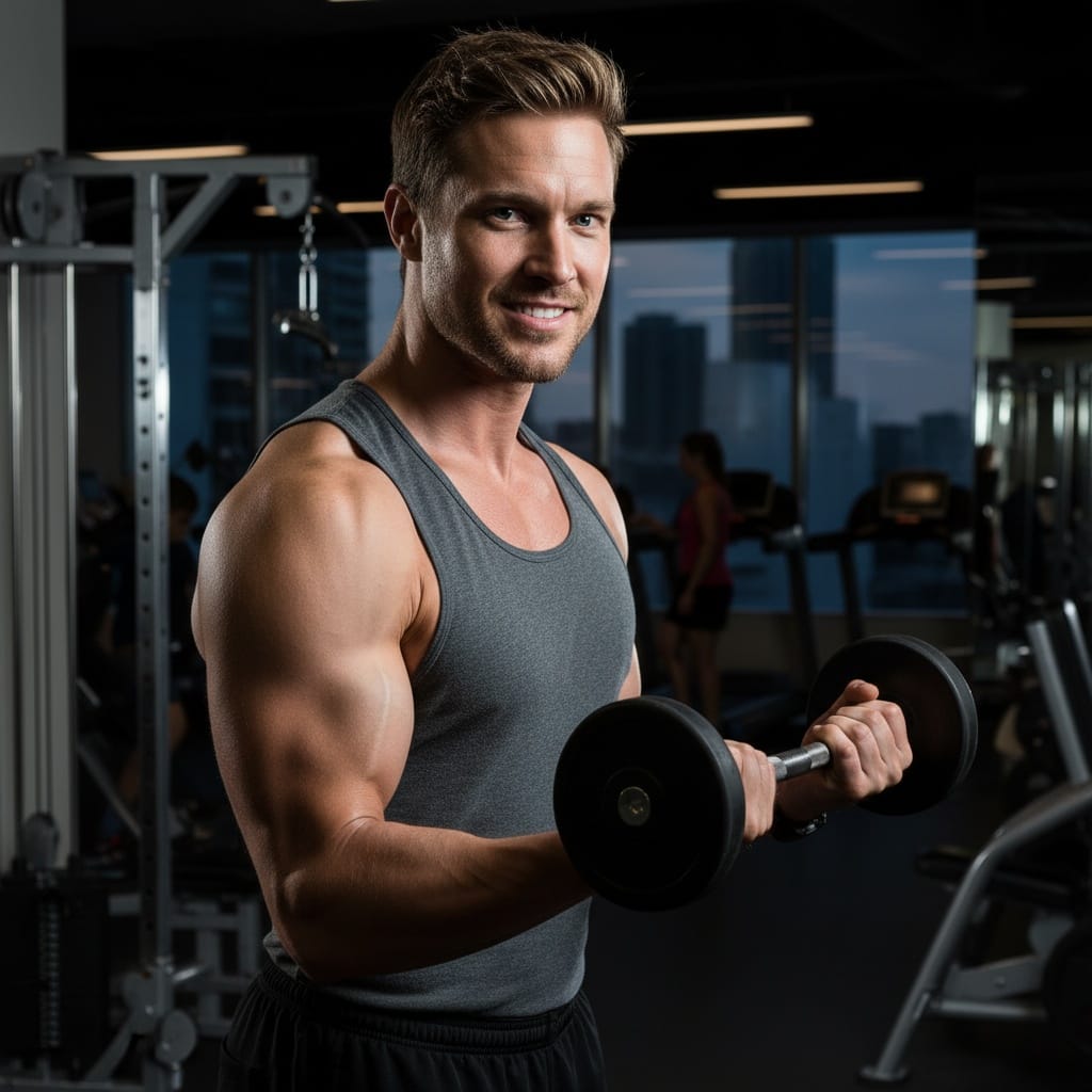 athletic white man gym action workout shot 30244693
