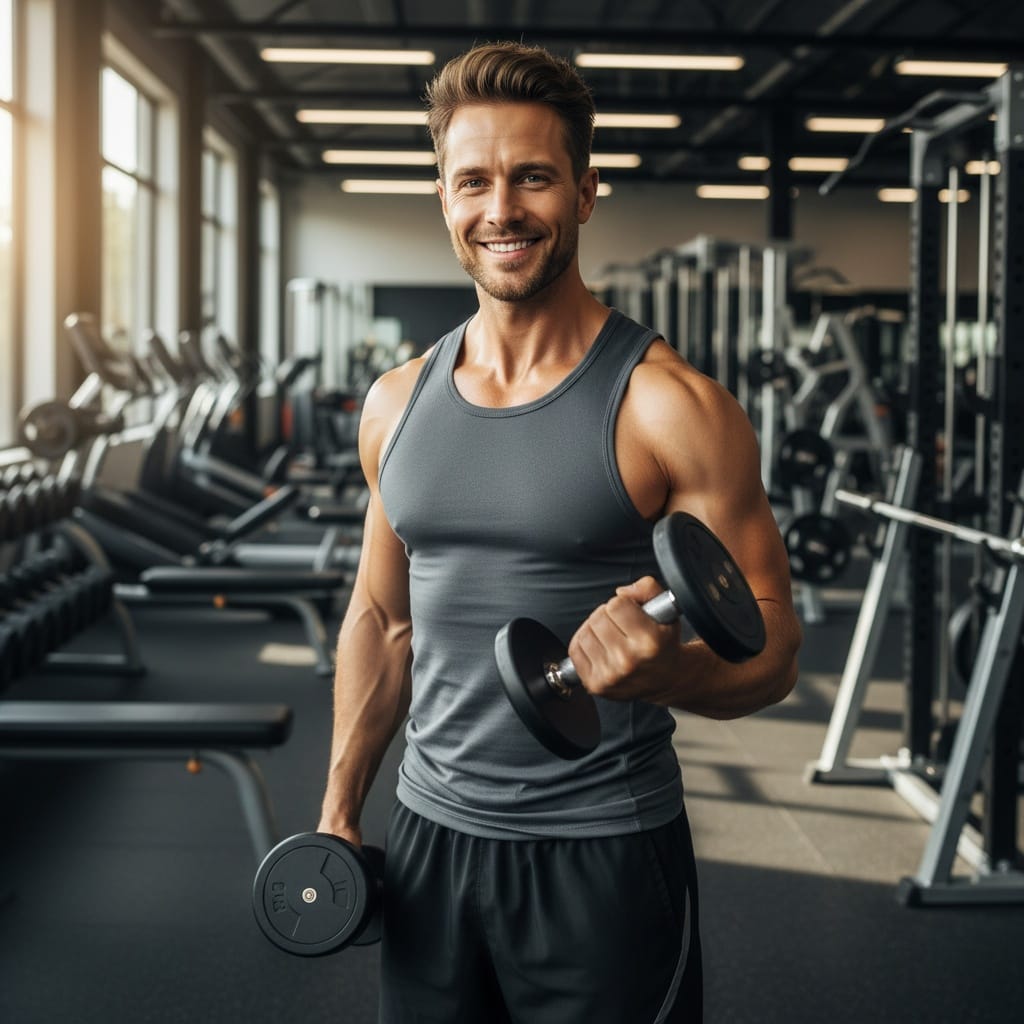 athletic white man gym workout action shot 72169405