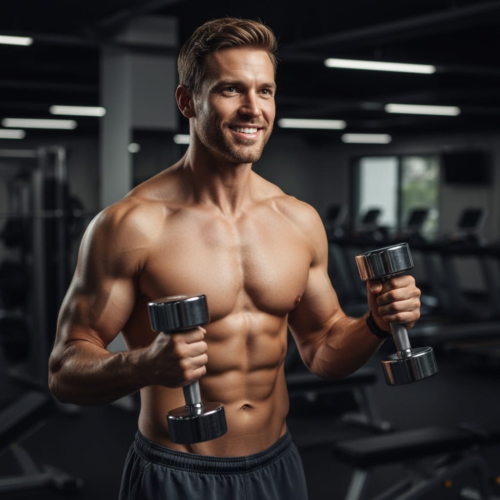 athletic white man gym workout action shot 96837942