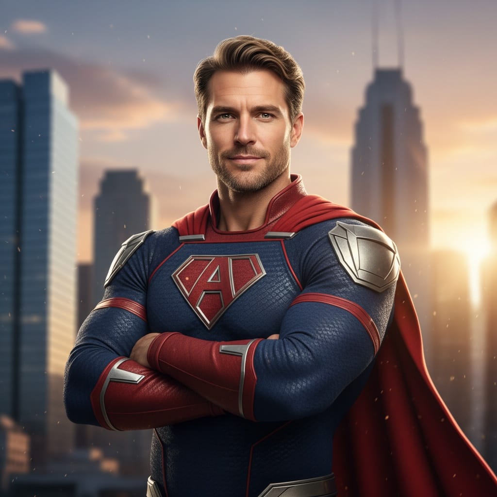 athletic white man heroic arms crossed portrait 39579918