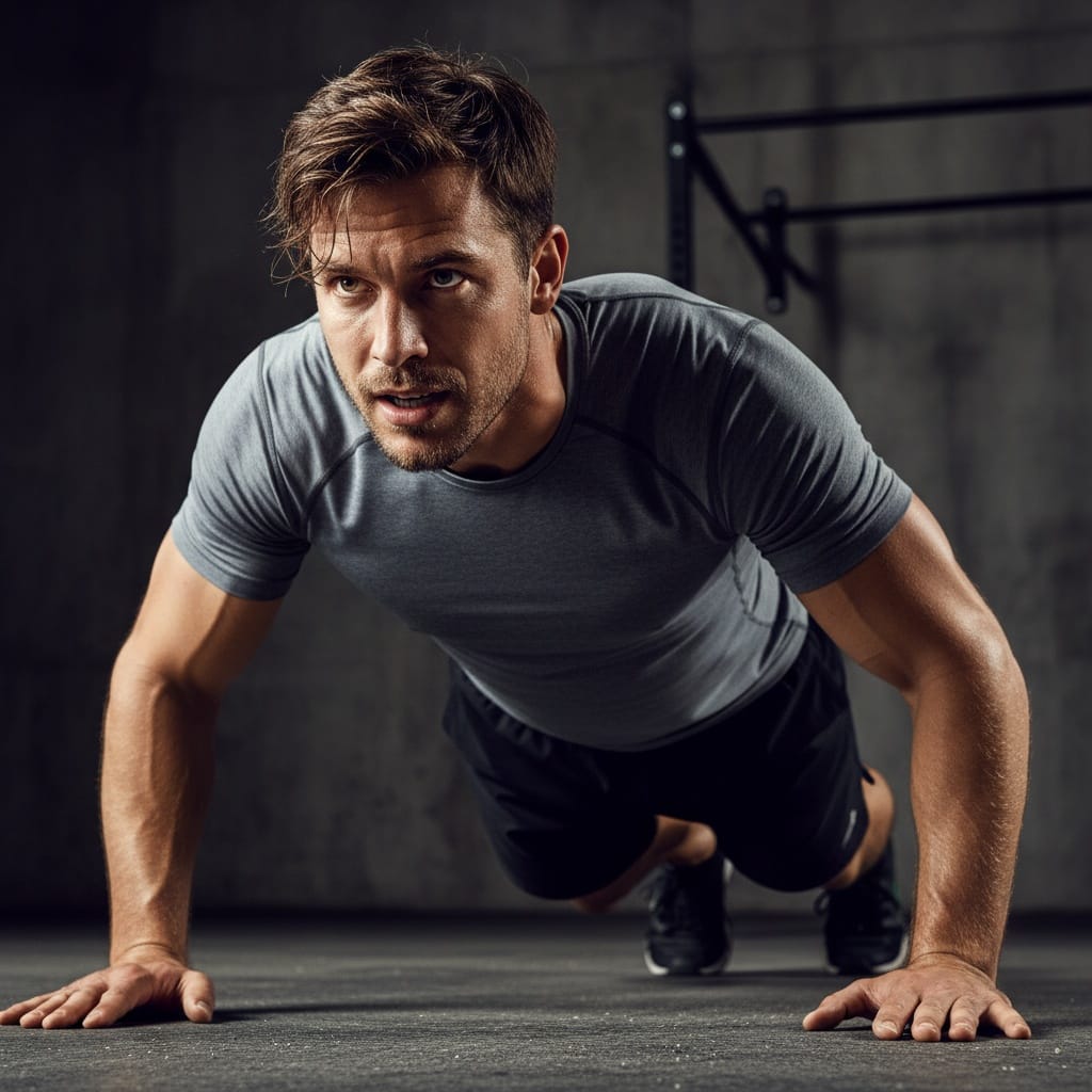 athletic white man hiit training intensity 79213750