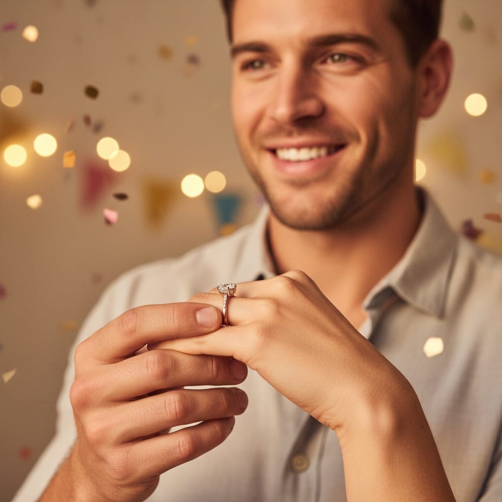 athletic white man holding hands ring focus 57483222