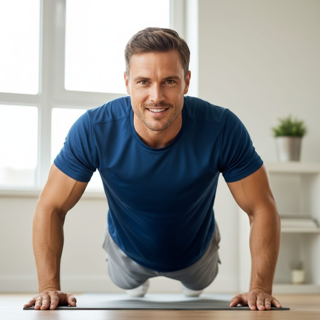 athletic white man home workout motivational 41021169