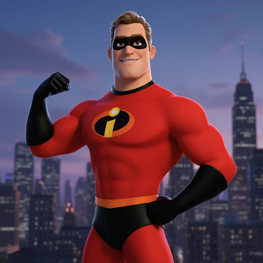 athletic white man incredibles superhero suit 53931725