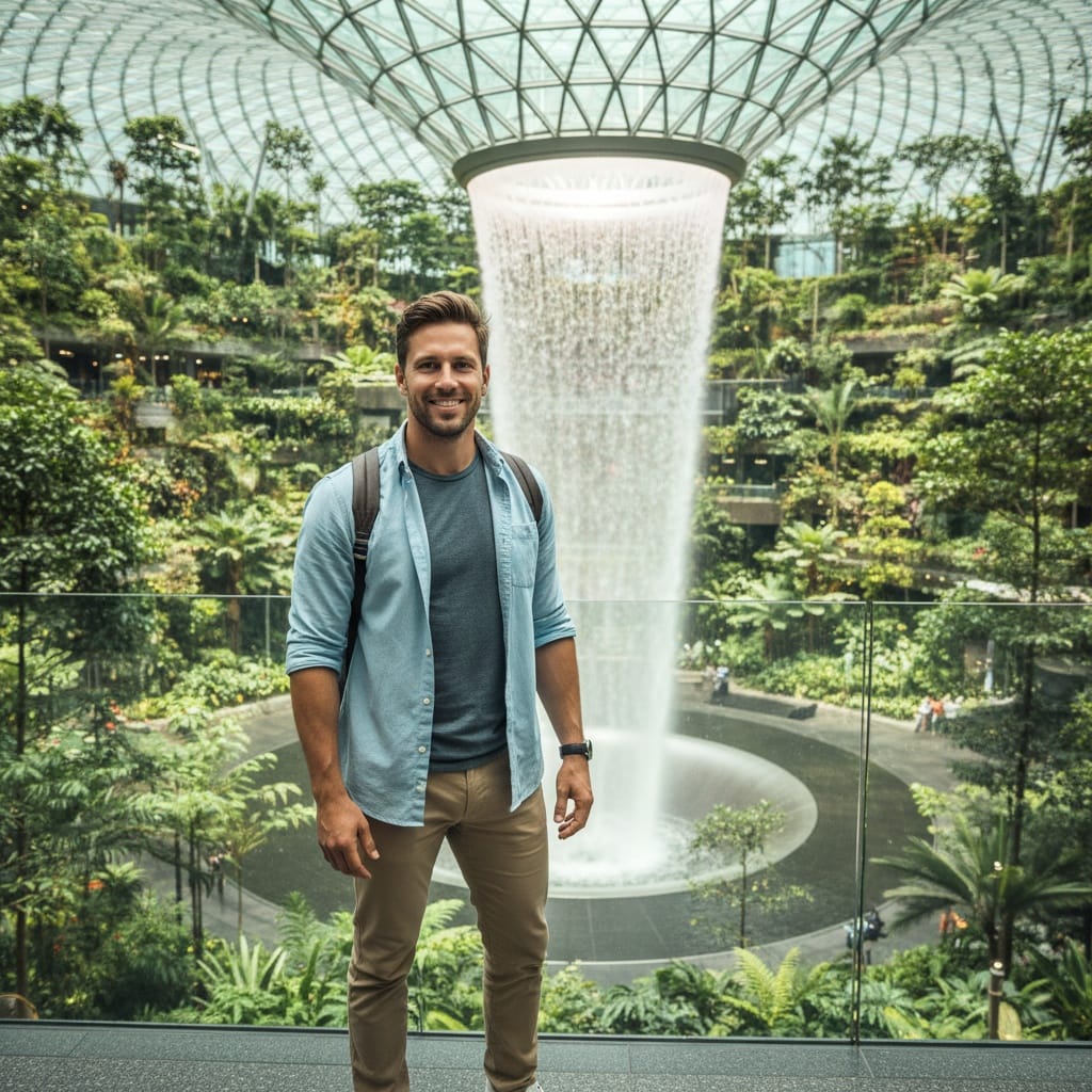 athletic white man jewel changi waterfall 47215296