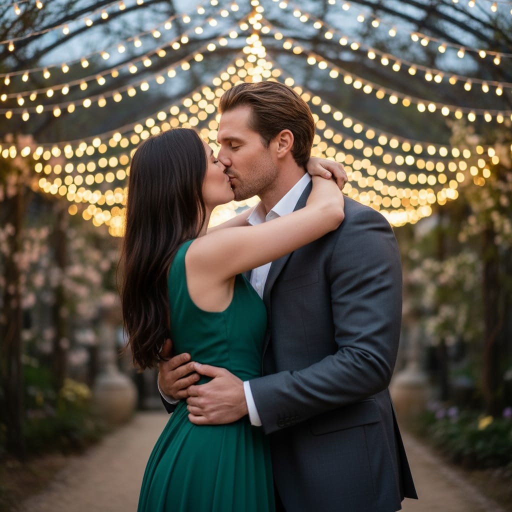 athletic white man kissing under lights 33765066