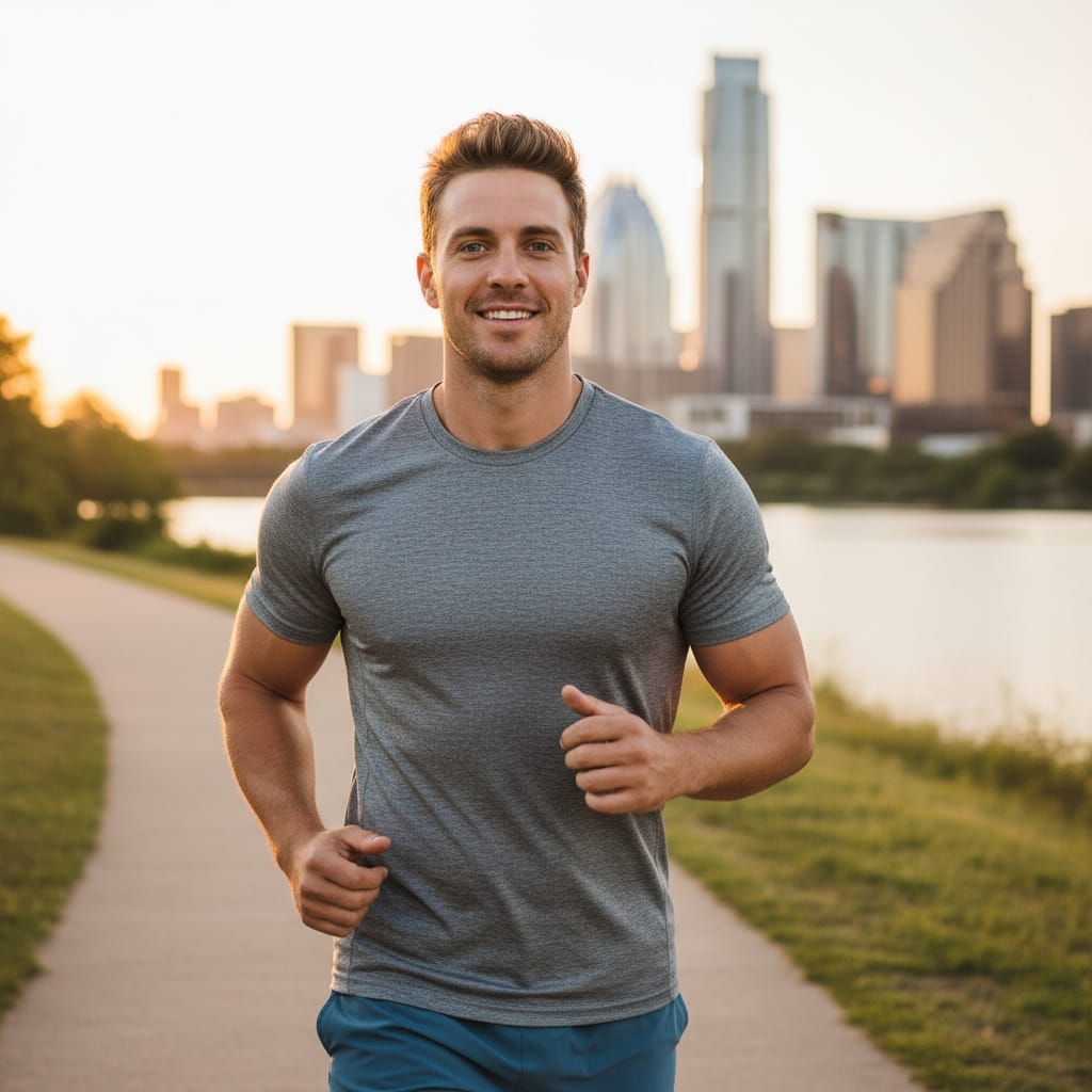 athletic white man lady bird lake trail 73648042